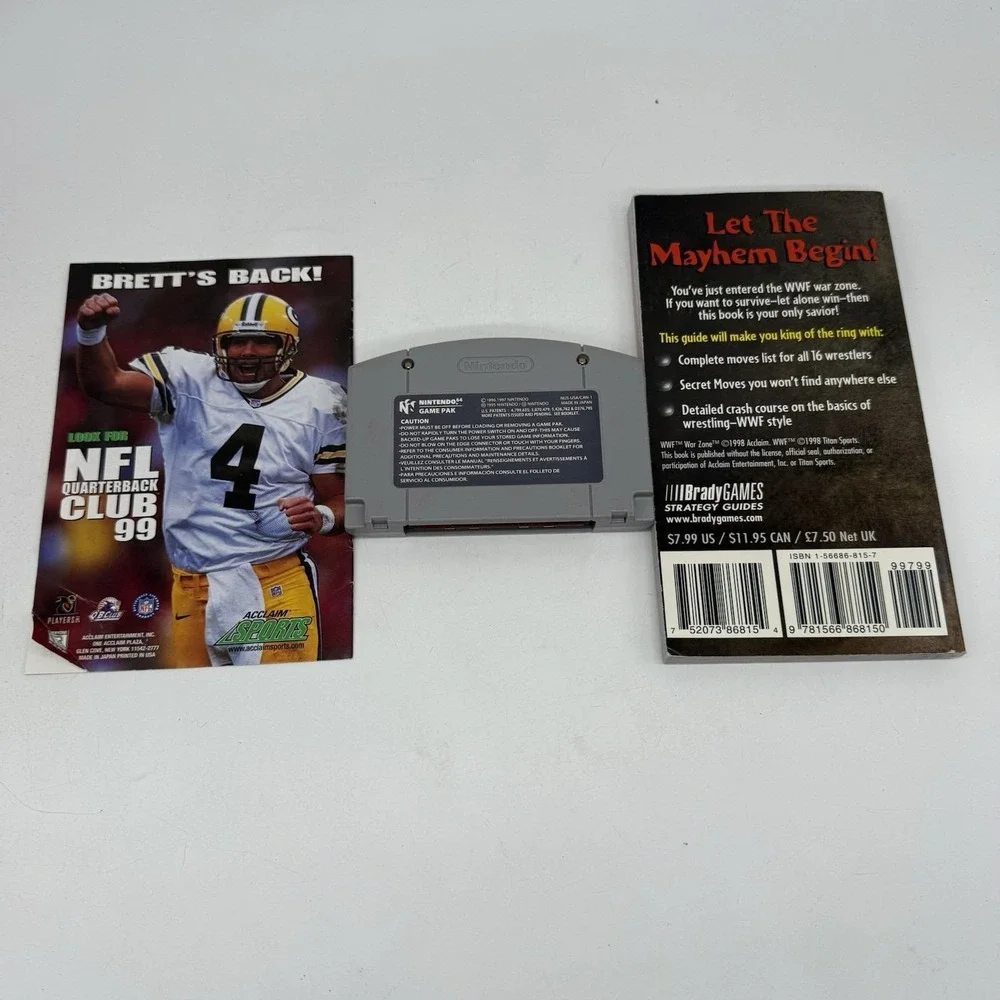 Nintendo WWF War Zone Game Manual & Bradly Games Pocket Guide